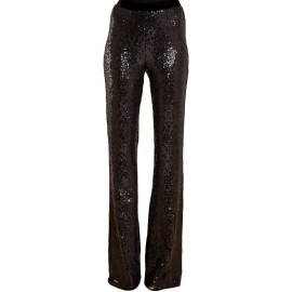 Black Eye-catching Sequin Wide Leg Pants
