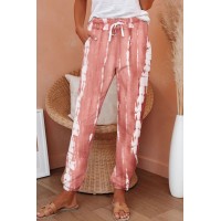 Pink Pocketed Tie-dye Knit Joggers