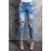 Leopard Patchwork Distressed Skinny Ankle High Waist Pants